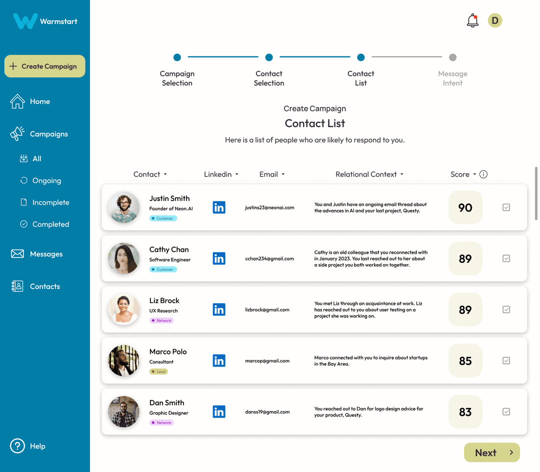 Contact List Results