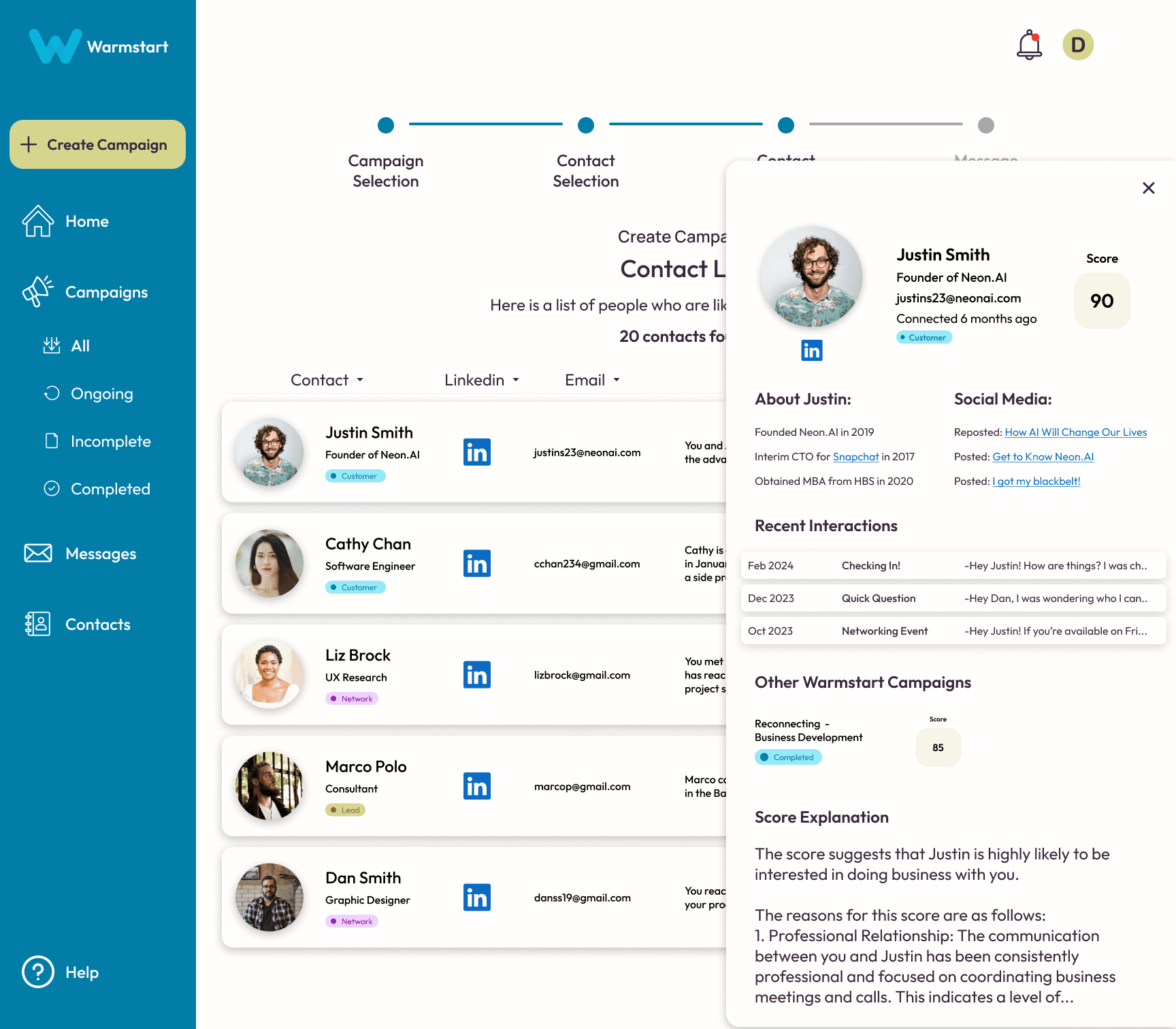 Contact Profile View with Popup